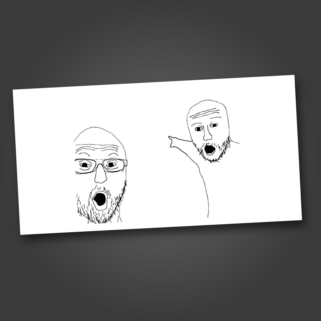 Pointing Soyjaks Bumper Sticker in White
