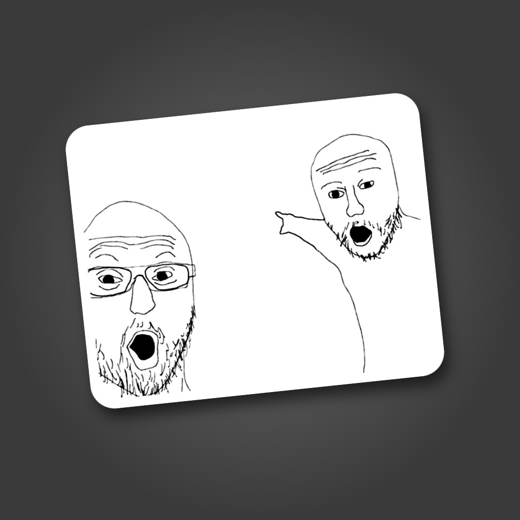 Pointing Soyjaks Sticker in White