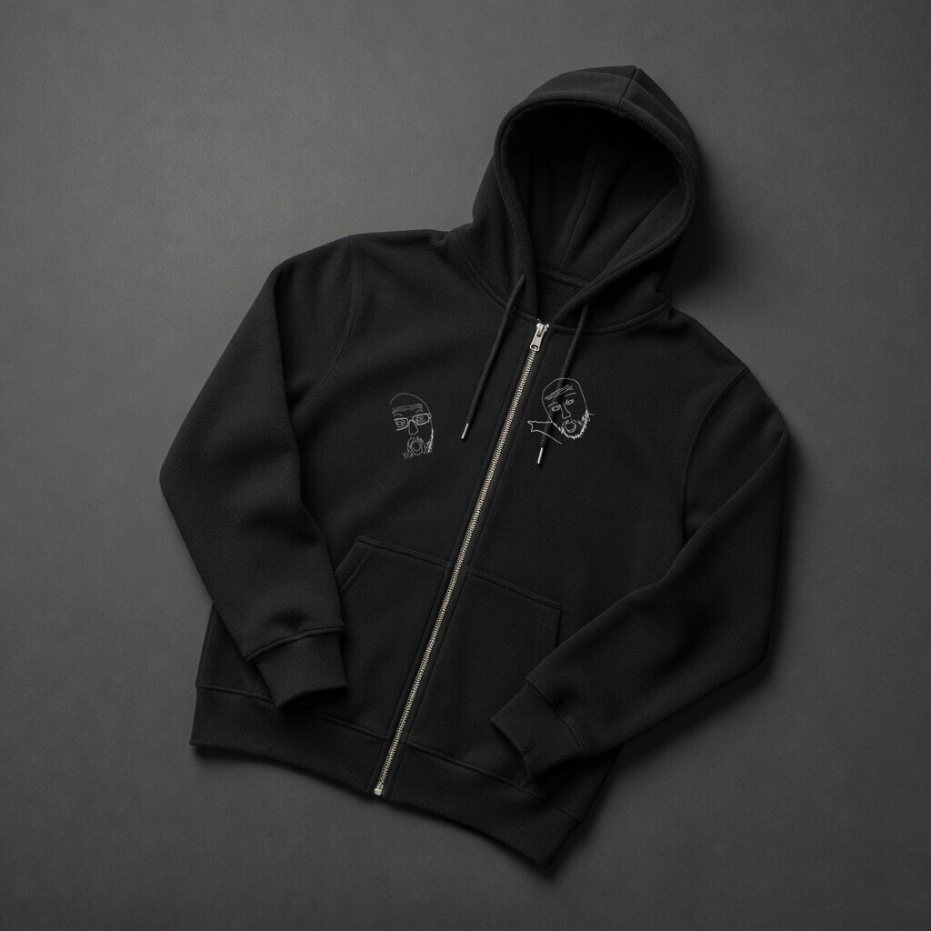 Pointing Soyjaks Tall Zip Hoodie in Black